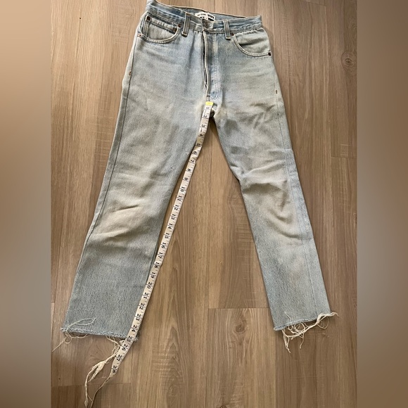 Redone vintage levi’s 501 size 24 high rise straight cropped jeans - Picture 10 of 16